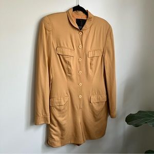 Vintage Mustard Orange Button Romper Jumpsuit